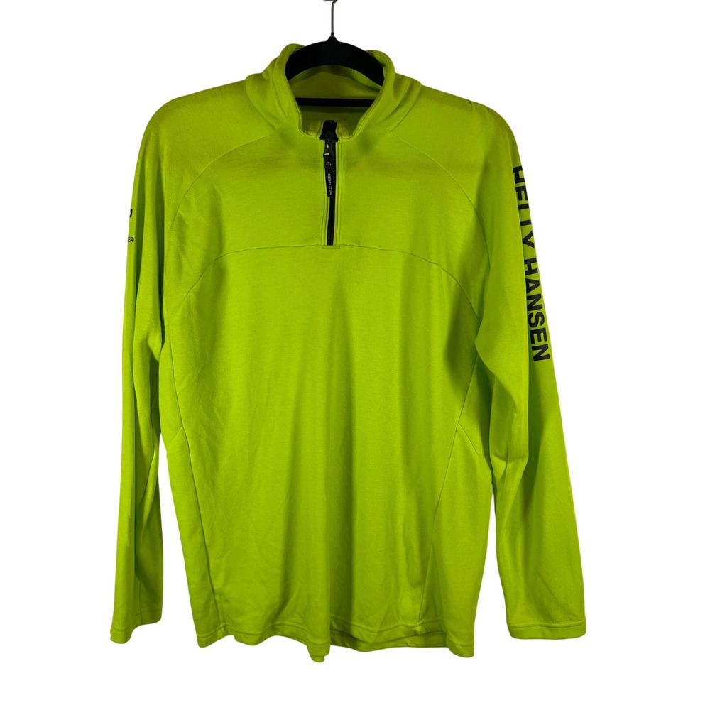 Helly Hansen Mens Hydropower 1/4 Zip Pullover Neon Lime Green Fleece XL Outdoors